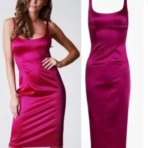 DOLCE & GABBANA ITALY Hot pink Satin dress size Small